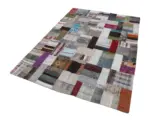 Chaput Patchwork Multi Renk Pamuk Üzerine Yün El Dokuma Kilim-170x239 - Görsel 2