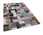 Chaput Patchwork Multi Renk Pamuk Üzerine Yün El Dokuma Kilim-170x239 - Görsel 3