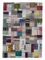 Chaput Patchwork Multi Renk Pamuk Üzerine Yün El Dokuma Kilim-170x240