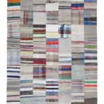 Chaput Patchwork Multi Renk Pamuk Üzerine Yün El Dokuma Kilim-200x302