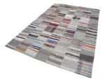 Chaput Patchwork Multi Renk Pamuk Üzerine Yün El Dokuma Kilim-200x302 - Görsel 2