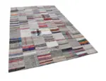 Chaput Patchwork Multi Renk Pamuk Üzerine Yün El Dokuma Kilim-200x302 - Görsel 3