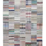 Chaput Patchwork Bej Renk Pamuk Üzerine Yün El Dokuma Kilim-200x302