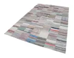 Chaput Patchwork Bej Renk Pamuk Üzerine Yün El Dokuma Kilim-200x302 - Görsel 2
