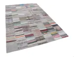 Chaput Patchwork Bej Renk Pamuk Üzerine Yün El Dokuma Kilim-200x302 - Görsel 3