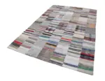 Chaput Patchwork Bej Renk Pamuk Üzerine Yün El Dokuma Kilim-200x298 - Görsel 2