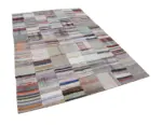 Chaput Patchwork Bej Renk Pamuk Üzerine Yün El Dokuma Kilim-200x298 - Görsel 3