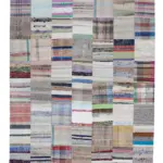 Chaput Patchwork Multi Renk Pamuk Üzerine Yün El Dokuma Kilim-200x298