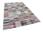 Chaput Patchwork Multi Renk Pamuk Üzerine Yün El Dokuma Kilim-200x298 - Görsel 3