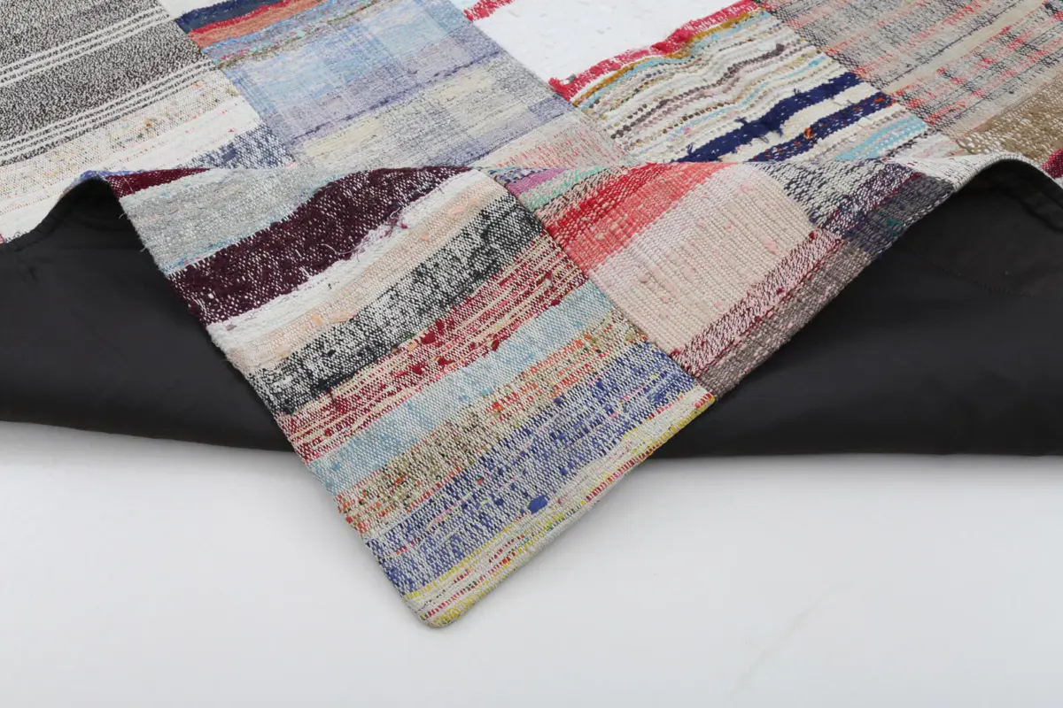 Chaput Patchwork Multi Renk Pamuk Üzerine Yün El Dokuma Kilim-200x298 - Görsel 5
