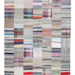 Chaput Patchwork Multi Renk Pamuk Üzerine Yün El Dokuma Kilim-201x299