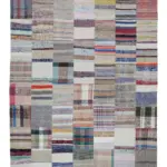 Chaput Patchwork Bej Renk Pamuk Üzerine Yün El Dokuma Kilim-201x300