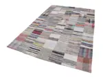 Chaput Patchwork Bej Renk Pamuk Üzerine Yün El Dokuma Kilim-201x300 - Görsel 2