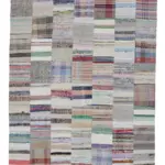 Chaput Patchwork Bej Renk Pamuk Üzerine Yün El Dokuma Kilim-200x300