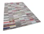 Chaput Patchwork Bej Renk Pamuk Üzerine Yün El Dokuma Kilim-200x300 - Görsel 3