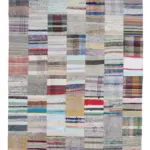 Chaput Patchwork Bej Renk Pamuk Üzerine Yün El Dokuma Kilim-200x302