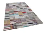 Chaput Patchwork Bej Renk Pamuk Üzerine Yün El Dokuma Kilim-200x302 - Görsel 3