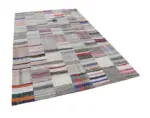 Chaput Patchwork Bej Renk Pamuk Üzerine Yün El Dokuma Kilim-200x303 - Görsel 3
