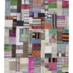 Chaput Patchwork Multi Renk Pamuk Üzerine Yün El Dokuma Kilim-199x303