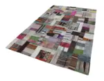 Chaput Patchwork Multi Renk Pamuk Üzerine Yün El Dokuma Kilim-199x303 - Görsel 2
