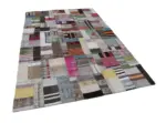 Chaput Patchwork Multi Renk Pamuk Üzerine Yün El Dokuma Kilim-199x303 - Görsel 3