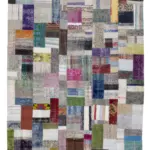 Chaput Patchwork Multi Renk Pamuk Üzerine Yün El Dokuma Kilim-200x302