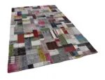 Chaput Patchwork Multi Renk Pamuk Üzerine Yün El Dokuma Kilim-200x302 - Görsel 3