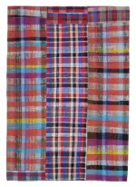Chaput Patchwork Multi Renk Pamuk Üzerine Yün El Dokuma Kilim-205x295