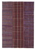 Chaput Patchwork Multi Renk Pamuk Üzerine Yün El Dokuma Kilim-205x300