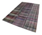 Chaput Patchwork Multi Renk Pamuk Üzerine Yün El Dokuma Kilim-191x303 - Görsel 2