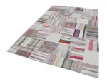 Chaput Patchwork Bej Renk Pamuk Üzerine Yün El Dokuma Kilim-204x304 - Görsel 2