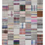 Chaput Patchwork Bej Renk Pamuk Üzerine Yün El Dokuma Kilim-210x300