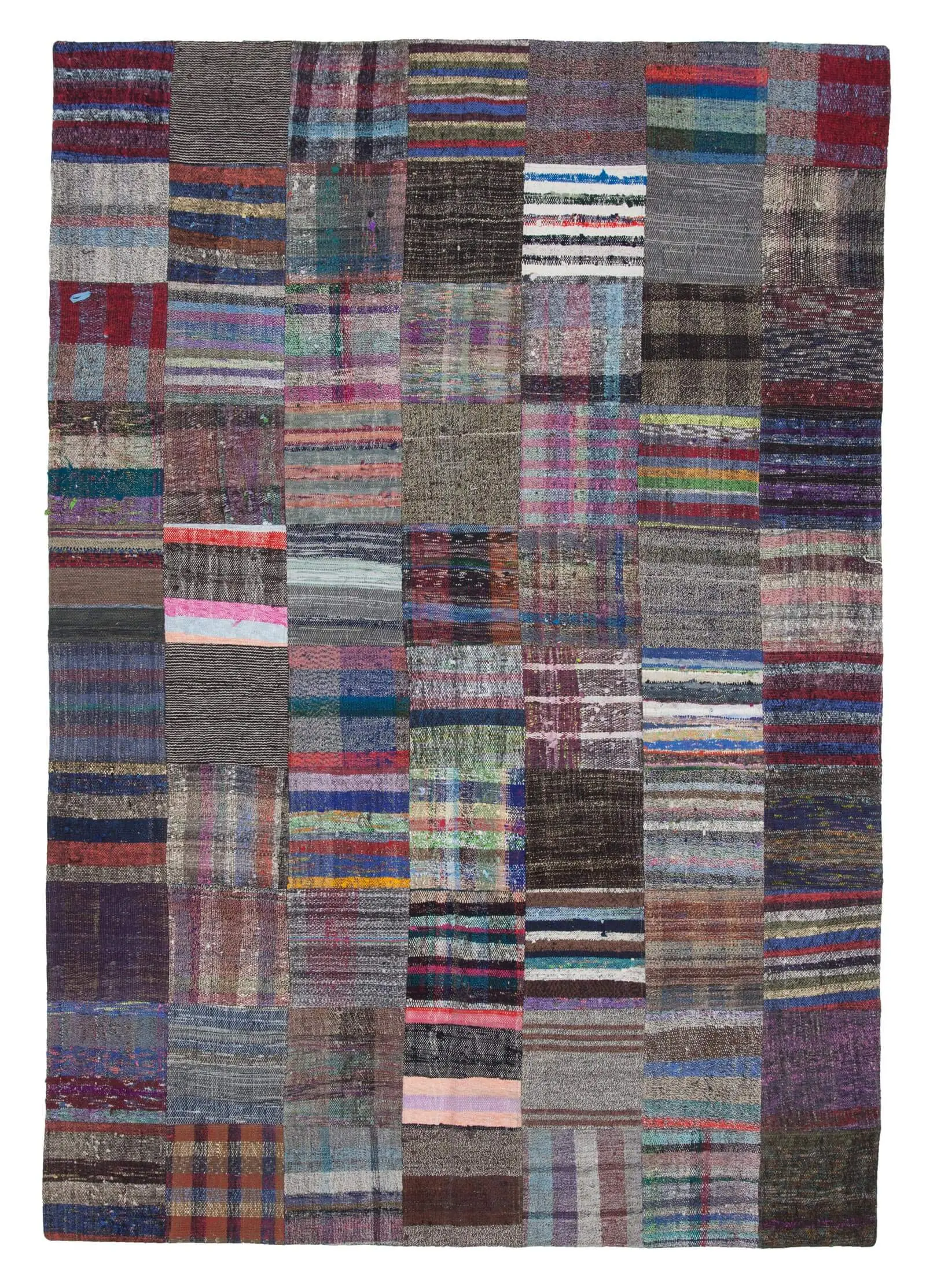 Rc_22518_1_Multicolor_Oriental_Kilim_Patchwork_Rugs Chaput Patchwork Multi Renk Pamuk Üzerine Yün El Dokuma Kilim-206x296 - Görsel 1