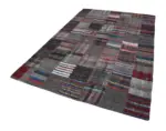 Chaput Patchwork Multi Renk Pamuk Üzerine Yün El Dokuma Kilim-206x296 - Görsel 2