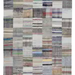 Chaput Patchwork Bej Renk Pamuk Üzerine Yün El Dokuma Kilim-210x300