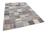 Chaput Patchwork Bej Renk Pamuk Üzerine Yün El Dokuma Kilim-210x300 - Görsel 3