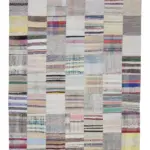 Chaput Patchwork Bej Renk Pamuk Üzerine Yün El Dokuma Kilim-201x299