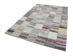 Chaput Patchwork Bej Renk Pamuk Üzerine Yün El Dokuma Kilim-201x299 - Görsel 2