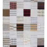 İnce Bez Patchwork Bej Pamuk Üzerine Yün El Dokuma Kilim-174x242