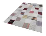 İnce Bez Patchwork Bej Pamuk Üzerine Yün El Dokuma Kilim-201x299 - Görsel 2
