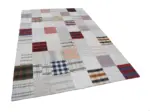 İnce Bez Patchwork Bej Pamuk Üzerine Yün El Dokuma Kilim-201x299 - Görsel 3