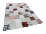 İnce Bez Patchwork Bej Pamuk Üzerine Yün El Dokuma Kilim-202x300 - Görsel 3