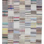 Chaput Patchwork Bej Renk Pamuk Üzerine Yün El Dokuma Kilim-200x300