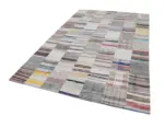 Chaput Patchwork Bej Renk Pamuk Üzerine Yün El Dokuma Kilim-200x300 - Görsel 2