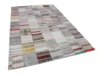 Chaput Patchwork Bej Renk Pamuk Üzerine Yün El Dokuma Kilim-202x299 - Görsel 3