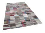 Chaput Patchwork Multi Renk Pamuk Üzerine Yün El Dokuma Kilim-200x302 - Görsel 3