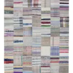 Chaput Patchwork Bej Renk Pamuk Üzerine Yün El Dokuma Kilim-201x300