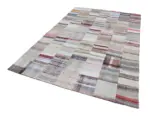 Chaput Patchwork Bej Renk Pamuk Üzerine Yün El Dokuma Kilim-201x299 - Görsel 2