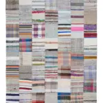 Chaput Patchwork Bej Renk Pamuk Üzerine Yün El Dokuma Kilim-200x302