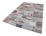 Chaput Patchwork Bej Renk Pamuk Üzerine Yün El Dokuma Kilim-200x302 - Görsel 2